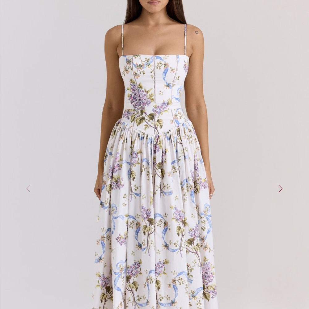 House of CB Pleated White Maxi Dress for Wedding Guest